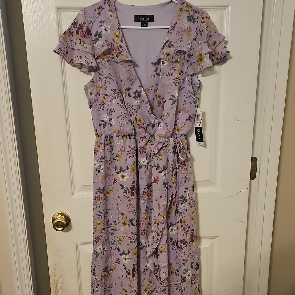 Perceptions Lavender Floral Midi Dress